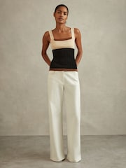 Reiss Nude/Black Maki Colourblock Square Neck Vest - Image 1 of 5