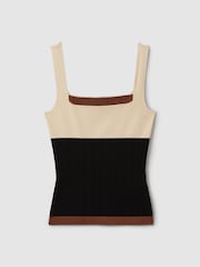 Reiss Nude/Black Maki Colourblock Square Neck Vest - Image 2 of 5
