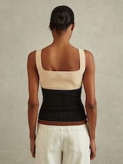 Reiss Nude/Black Maki Colourblock Square Neck Vest - Image 4 of 5