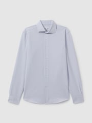Reiss Soft Blue Spring Textured Cutaway Collar Shirt - Image 1 of 6