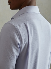 Reiss Soft Blue Spring Textured Cutaway Collar Shirt - Image 3 of 6