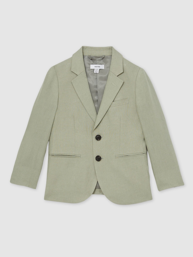 Reiss Apple Kin Teen Linen Single Breasted Blazer - Image 1 of 5