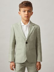 Reiss Apple Kin Teen Linen Single Breasted Blazer - Image 2 of 5
