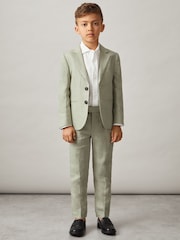 Reiss Apple Kin Teen Linen Single Breasted Blazer - Image 3 of 5