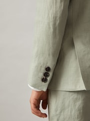 Reiss Apple Kin Teen Linen Single Breasted Blazer - Image 4 of 5