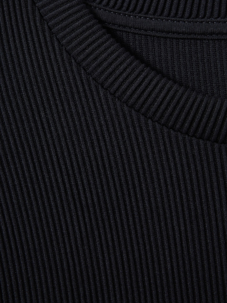 Reiss Navy Skyee Oversized Ribbed Crew Neck T-Shirt - Image 5 of 5