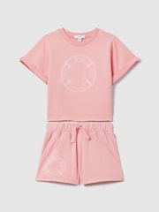 Reiss Pink Leah 4-9 yrs Crew Neck T-Shirt and Shorts Set - Image 2 of 5