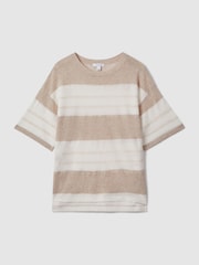 Reiss Neutral/Ivory Isla Knitted Crew Neck T-Shirt - Image 2 of 6