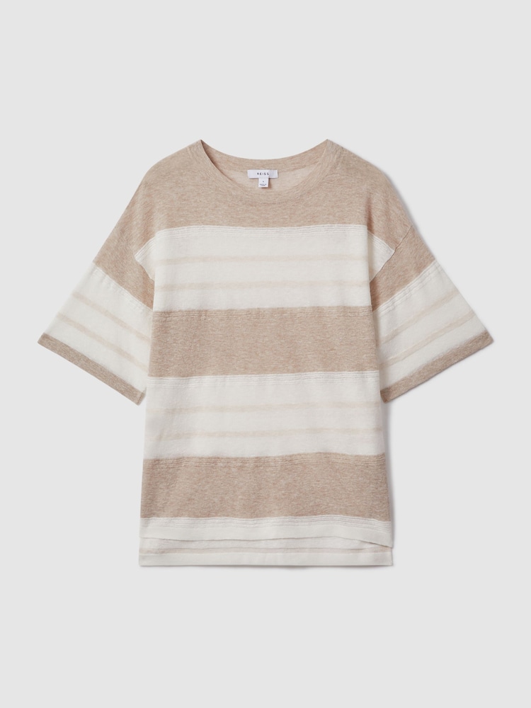 Reiss Neutral/Ivory Isla Knitted Crew Neck T-Shirt - Image 2 of 6