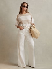 Reiss Neutral/Ivory Isla Knitted Crew Neck T-Shirt - Image 3 of 6