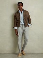 Reiss Soft Blue Malone Garment Dyed Cotton Pique Oxford Shirt - Image 4 of 6