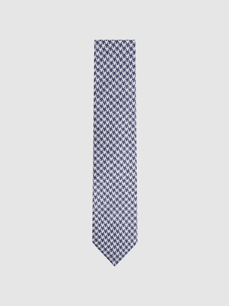 Reiss Airforce Blue Gesu Silk Dogtooth Tie - Image 1 of 5