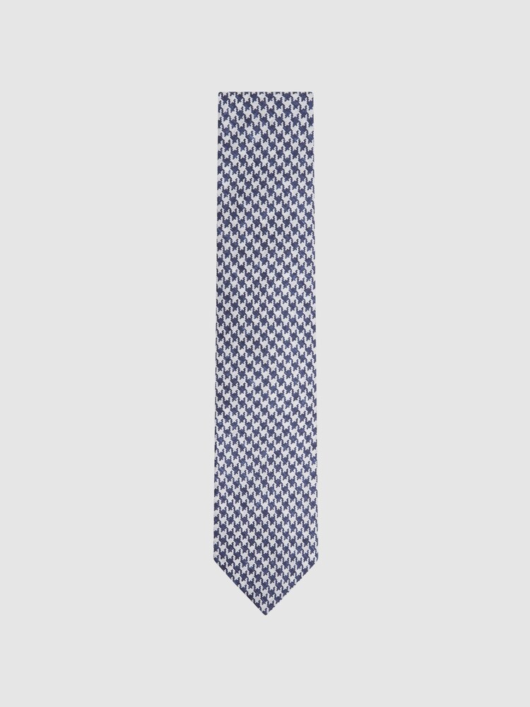 Reiss Airforce Blue Gesu Silk Dogtooth Tie - Image 1 of 5 Reiss Airforce Blue Gesu Silk Dogtooth Tie - Image 1 of 5