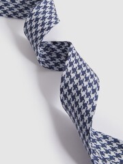 Reiss Airforce Blue Gesu Silk Dogtooth Tie - Image 3 of 5