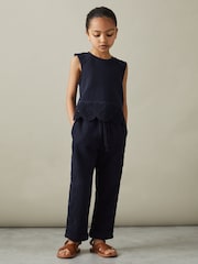Reiss Sophie Sophie Teen Cotton Broderie Drawstring Trousers - Image 1 of 5