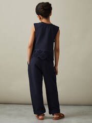 Reiss Sophie Sophie Teen Cotton Broderie Drawstring Trousers - Image 4 of 5
