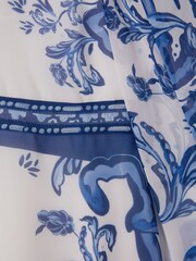 Reiss Blue Print Andra Teen Tile Print Flare Sleeve Dress - Image 4 of 4