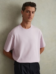 Reiss Light Lilac Tate Oversized Garment Dye T-Shirt - Image 1 of 5