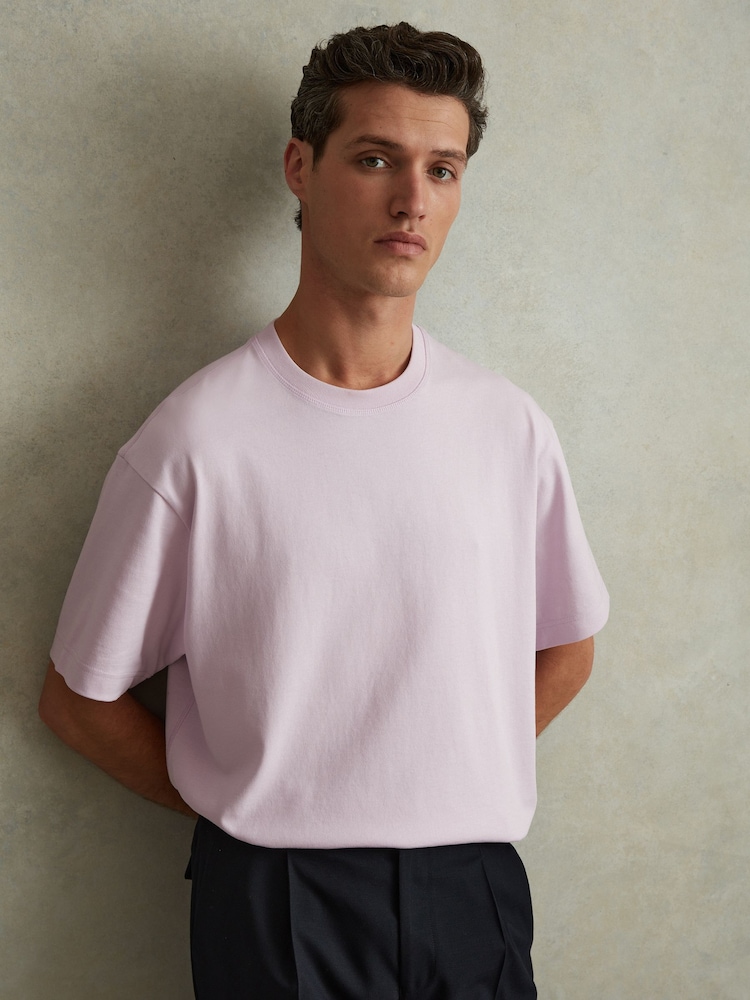 Reiss Light Lilac Tate Oversized Garment Dye T-Shirt - Image 1 of 5