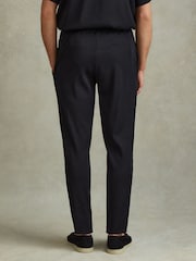Reiss Navy Cyrus Ribbed Elasticated Waist Trousers - Image 4 of 5