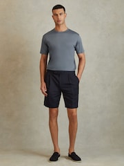 Reiss Airforce Blue Capri Cotton Crew Neck T-Shirt - Image 3 of 5