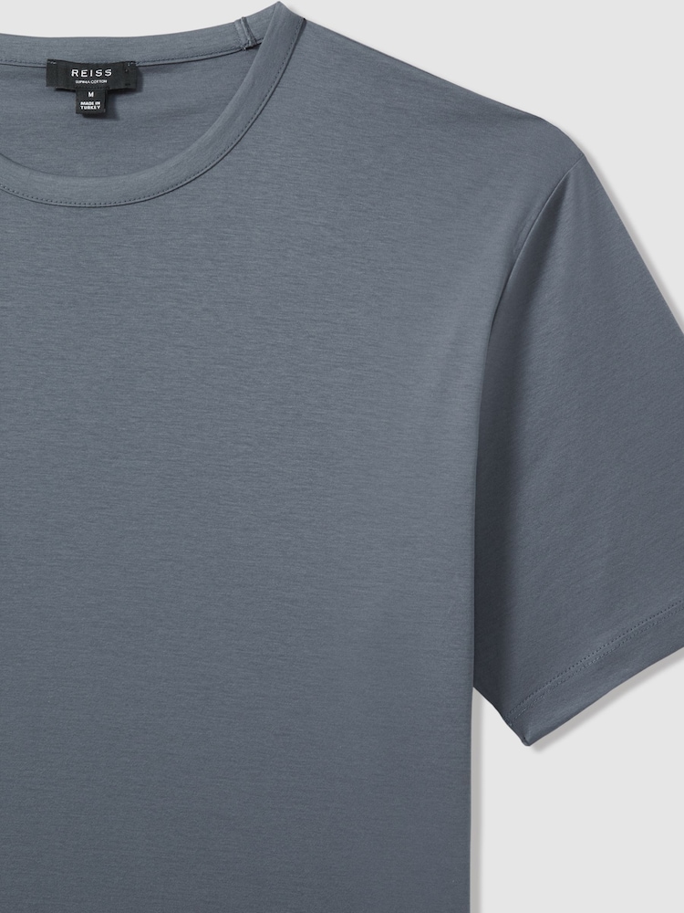 Reiss Airforce Blue Capri Cotton Crew Neck T-Shirt - Image 5 of 5