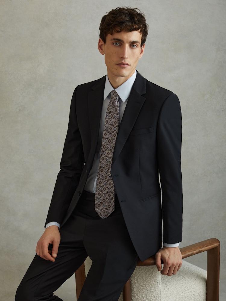 Reiss Grey Multi Assisi Silk Medallion Print Tie - Image 2 of 5