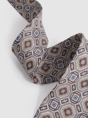 Reiss Grey Multi Assisi Silk Medallion Print Tie - Image 3 of 5