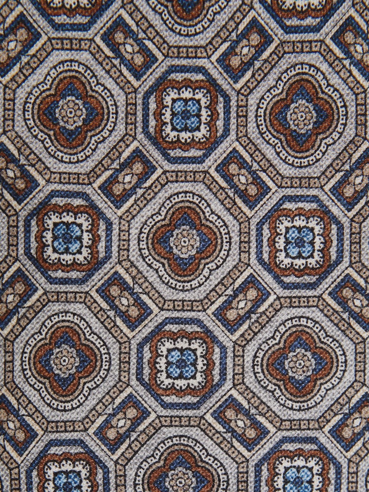 Reiss Grey Multi Assisi Silk Medallion Print Tie - Image 5 of 5