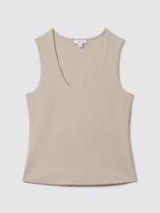 Reiss Neutral Courtney Scoop Neck Vest - Image 2 of 5