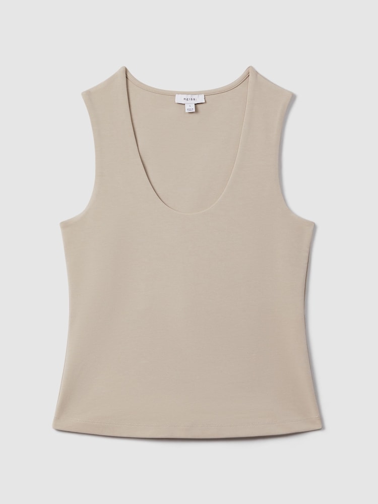 Reiss Neutral Courtney Scoop Neck Vest - Image 2 of 5