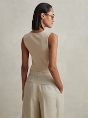 Reiss Neutral Courtney Scoop Neck Vest - Image 4 of 5