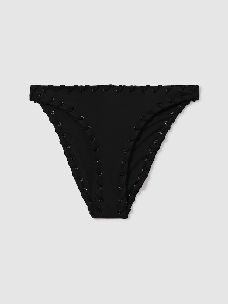 Good American Black Whip Stitch Bikini Bottoms - Image 2 of 5