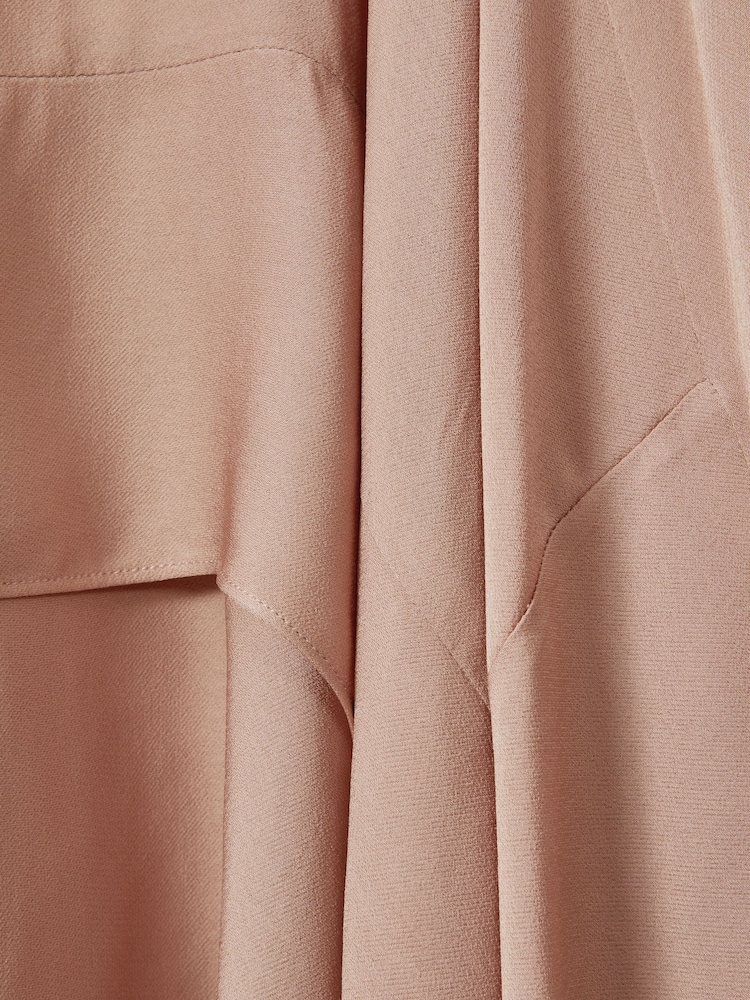 Reiss Nude Maisie Side Pleat Asymmetric Midi Skirt - Image 5 of 5