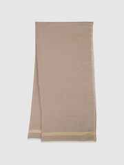 Reiss Taupe Melanie Linen Blend Sparkle Scarf - Image 1 of 4