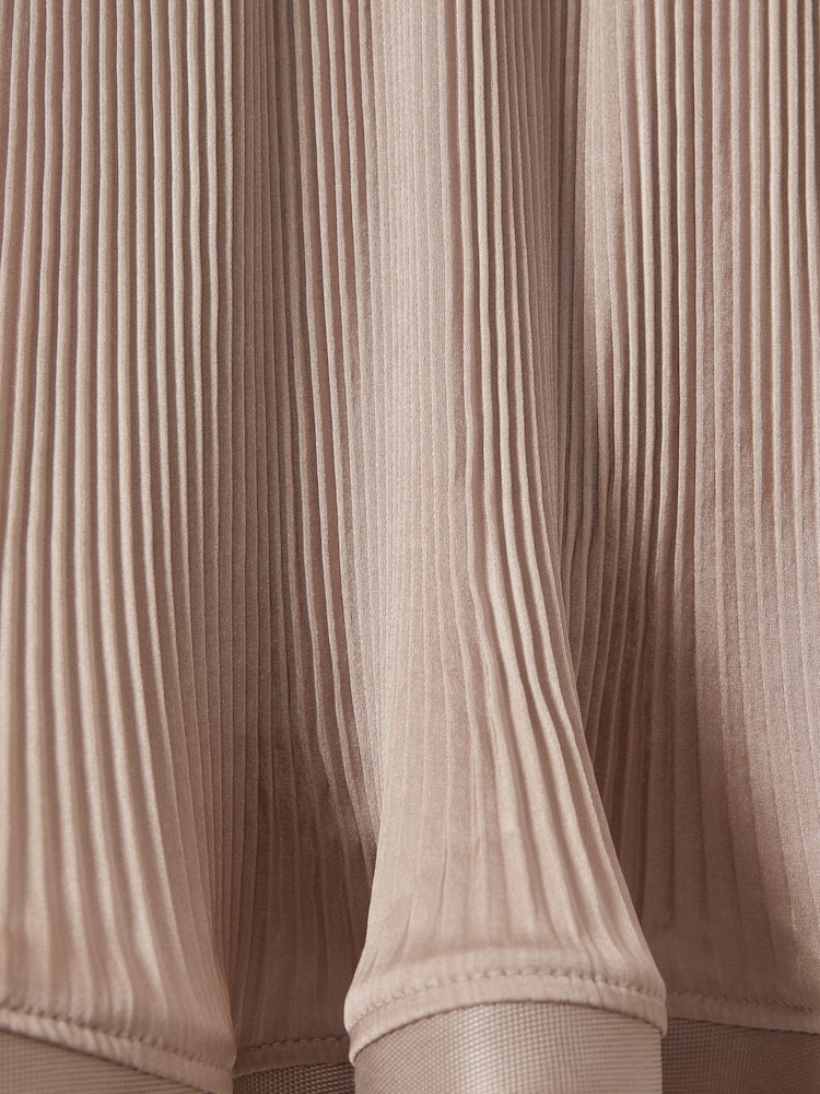 Reiss Camel Violet Junior Pleated Satin Trim Skirt - Image 4 of 4