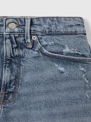 Indigoblau - Good American Denim-Shorts mit Fransensaum - Bild 4 von 4