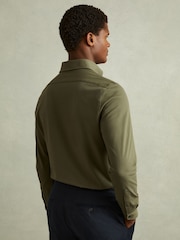 Reiss Khaki Malone Garment Dyed Cotton Pique Oxford Shirt - Image 4 of 5