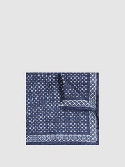 Reiss Indigo Nicolo Silk Floral Print Pocket Square - Image 1 of 5