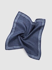 Reiss Indigo Nicolo Silk Floral Print Pocket Square - Image 5 of 5