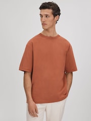Reiss Raw Sienna Tate Oversized Garment Dye T-Shirt - Image 1 of 5