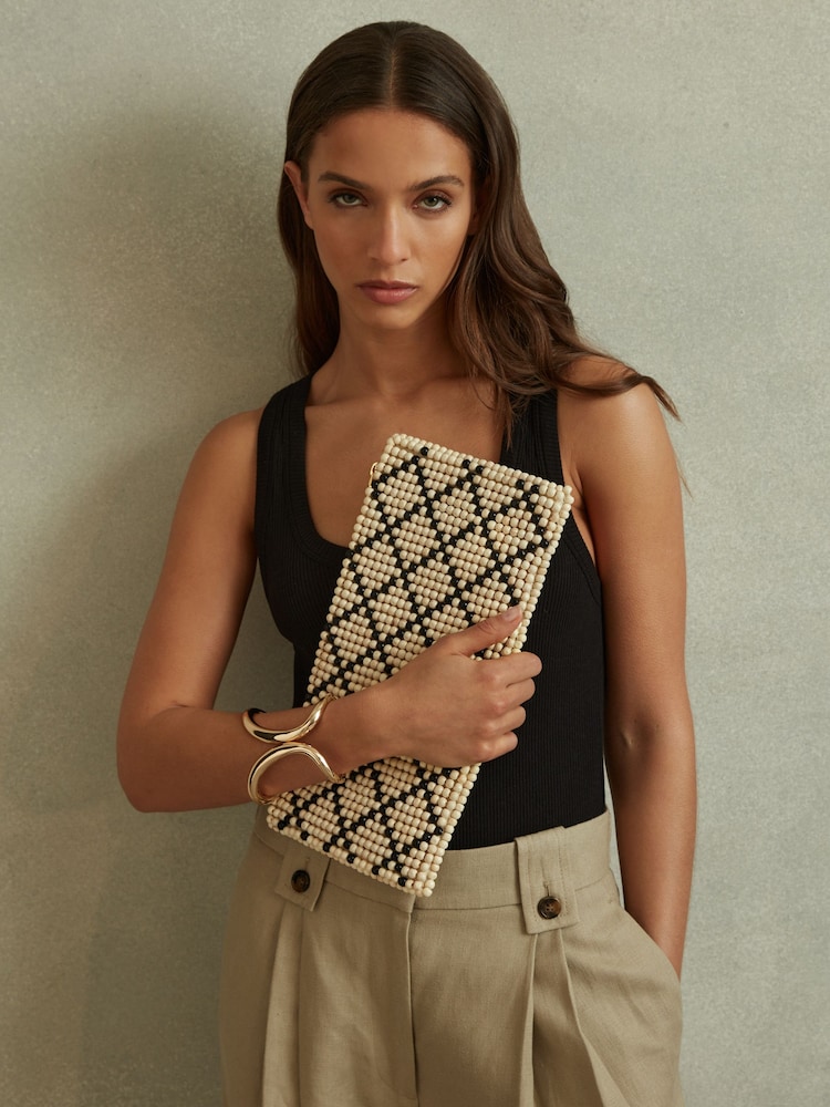 Reiss Etta Clutch mit Holzperlenverzierung - Bild 2 von 5