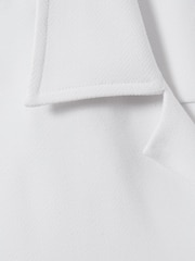 Reiss White Nitus Herringbone Cuban Collar Shirt - Image 5 of 5