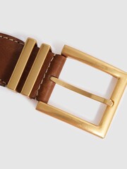 Reiss Tan Brompton Woven Leather Belt - Image 4 of 4