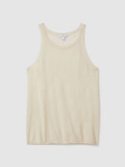 Reiss Cream Catrice Linen Blend Crew Neck Vest - Image 2 of 6