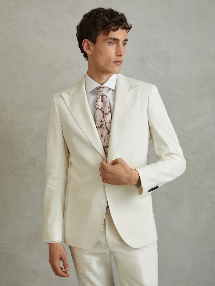 Reiss Tobacco/Oatmeal Giovanni Silk Paisley Print Tie - Image 2 of 5