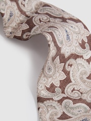Reiss Tobacco/Oatmeal Giovanni Silk Paisley Print Tie - Image 3 of 5