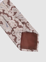 Reiss Tobacco/Oatmeal Giovanni Silk Paisley Print Tie - Image 4 of 5