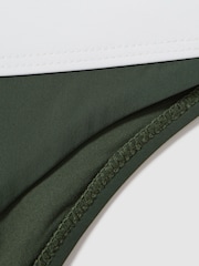 Reiss Dark Green/White Nala Contrast Trim Bikini Bottoms - Image 4 of 4
