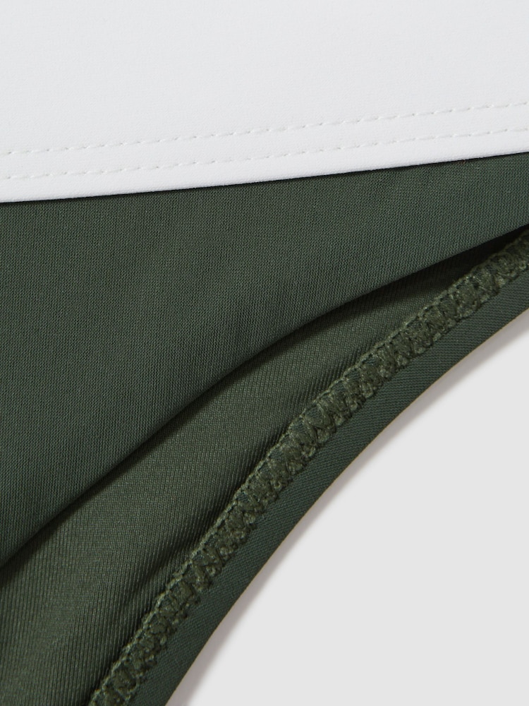 Reiss Dark Green/White Nala Contrast Trim Bikini Bottoms - Image 4 of 4